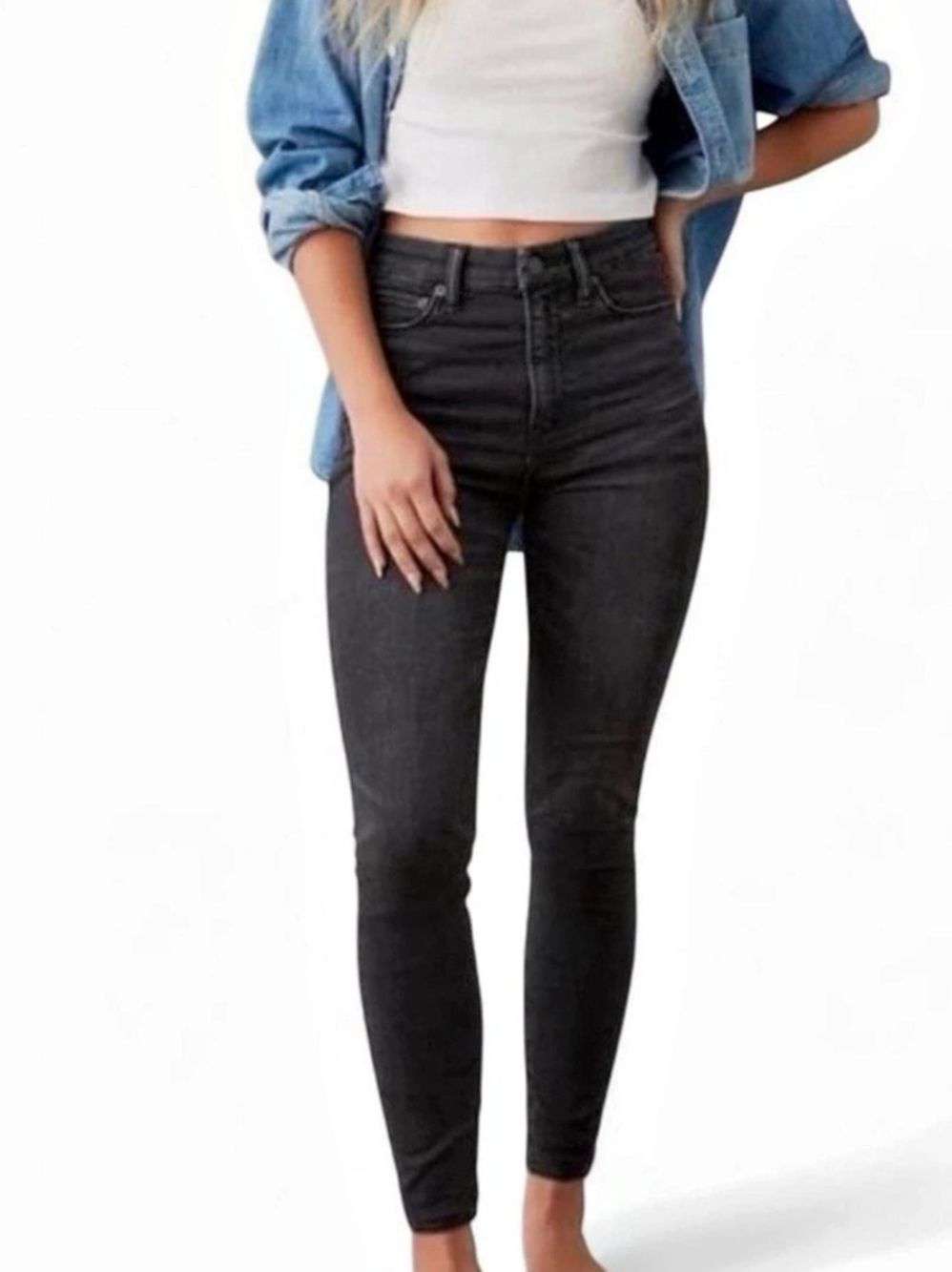 American Eagle Ne(X)t Level High-Waisted Jegging Skinny Jeans in Black Size 8 Lo